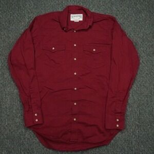 Schaefer Outfitter Shirt‎ Men Medium Red Long Sleeve Workwear Button Down 7071